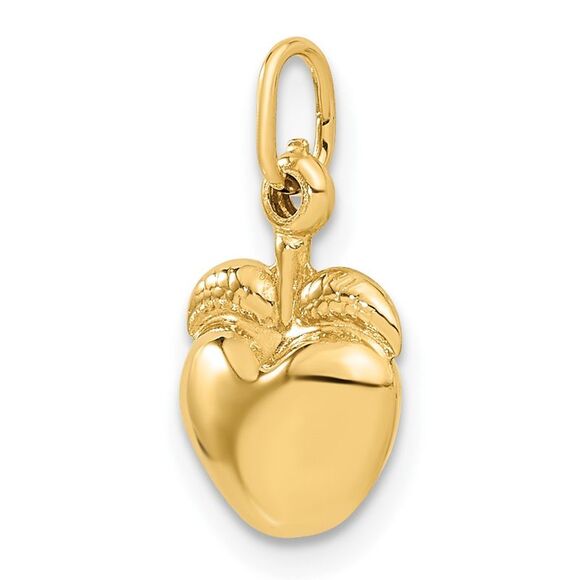 14k Yellow Gold 3D Puffed Apple Charm - Picture 4 of 6